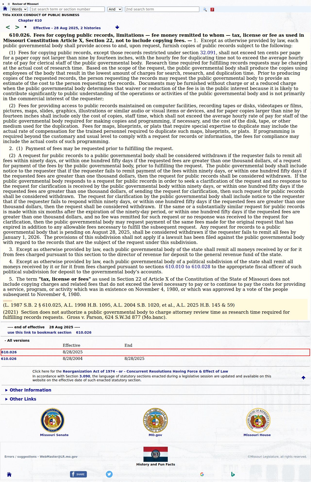 Daviess County court record search Missouri copy-cost law reference