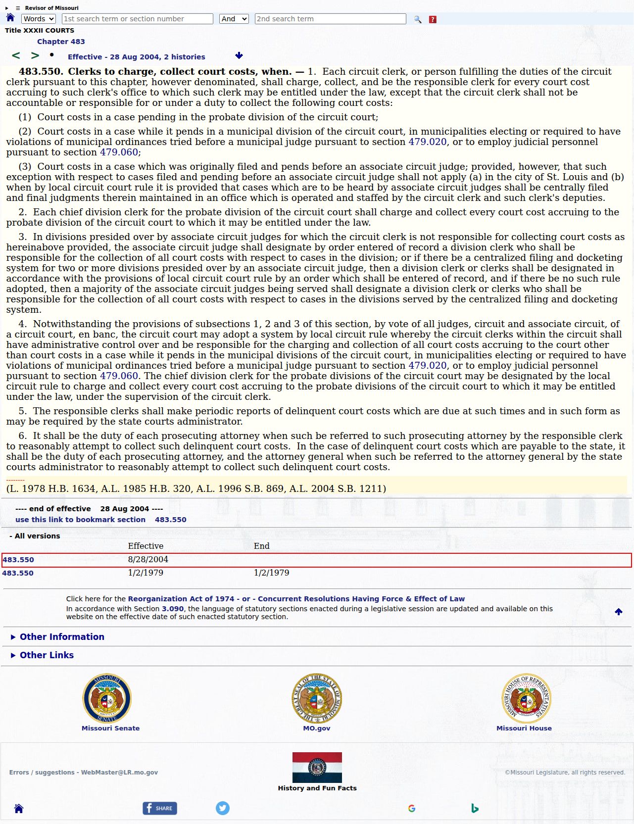 Daviess County traffic tickets Missouri court cost reference